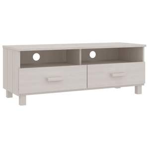 Meuble TV HAMAR en bois de pin massif blanc 41,7"x15,7"x15,7" - Product Image 2