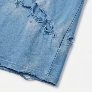 T-shirts Oversize Effet Vieilli en Coton Délavé, Streetwear Personnalisé, Hauts Décontractés d'Été avec Bords Bruts - Product Image 5