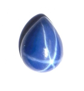 Zafiro Azul Estrella Pera 6x8 mm 1.5 Quilates, Cabujón Pulido Creado en Laboratorio con Efecto Estrella de 6 Rayos, 3 mm de Altura para Fabricación de Joyas - Product Image 2