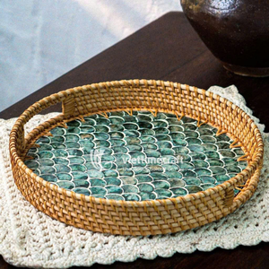 ถาดโมเสกฝังลายเปลือกหอยมุก ถาดเสิร์ฟหวายทำมือ - Product Image 2