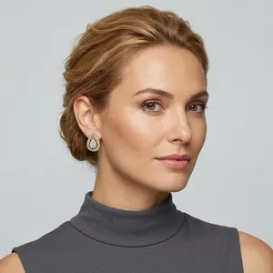 Flowing Elongated Three Prong Pear Cut Solitaire Lab Grown Diamond <b>Studs</b> 14K Gold Luxury <b>Fine</b> Jewelry Wholesale Supplier <b>Earring</b> - Product Image 1