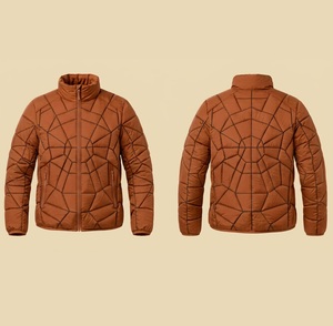 Veste matelassée de haute qualité à motif araignée, col montant, fermeture éclair intégrale, coupe-vent, en polyester, style Bubble Spider - Product Image 6