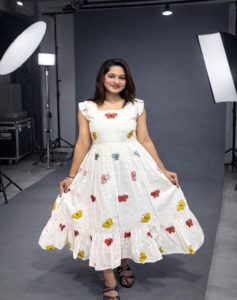 AARYA 2026 Summer New Cute Fashion Casual Floral Printed Washable Tea-Length Loose Western Dress Women Short Sleeves - Product Image 1