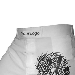 Shorts de boxe pour hommes LAMA INDUSTRIES, blanc et noir, motif dragon, taille élastique, respirant, polyester, équipement d'entraînement toutes saisons - Product Image 4