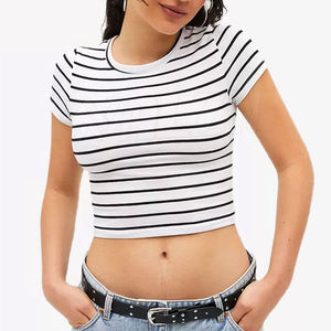 Trending Womens Gym Crop <b>Top</b> Screen Print Tight Fit Crew-Neck Lightweight Moisture Wicking Fitness Clothing Casualwear - Product Image 4