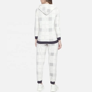 Custom OEM Womens Tracksuit Plaid Print Full <b>Zip</b> Hoodie And <b>Joggers</b> Set Casual Lounge Apparel Womens Womens Tracksuit - Product Image 3