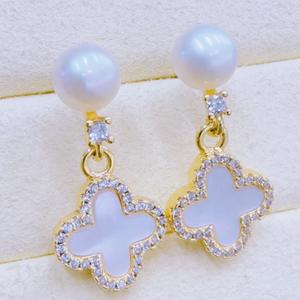 Boucles d'oreilles en perles d'eau douce de source Zhuji avec micro-incrustations de zircon Beimu, simples, polyvalentes, pendantes, pour femmes - Product Image 4