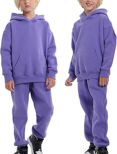 Kids Sports Activewear 2pcs Set Yellow French Terry Hoodie Jogging Trouser Plus Size for <b>Boys</b> Acid Wash Track Suits Sets - Product Image 3