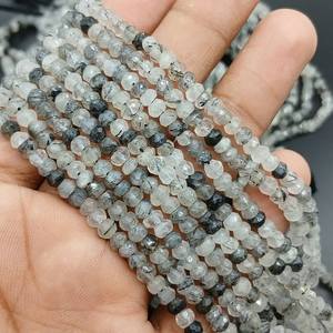 Natural Black Rutile Faceted Round Gemstone <b>Beads</b> Strand 3-5mm Loose Black Rutile Quartz <b>Beads</b> For Jewelry Making Wholesale Bulk - Product Image 1