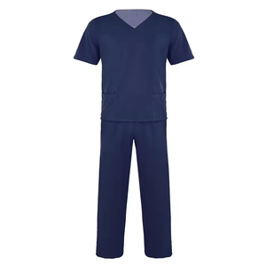 Short Sleeved Knitted Cotton Polyester Clinical Hospital Scrubs Uniforms Summer Medical Suits Pharmacy <b>Doctor</b> Nurse Workwear - Product Image 2