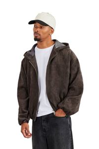 Sudadera con Capucha Extra Grande para Hombre, Estilo Desgastado, con Cierre, de Algodón, Hombros Caídos, Sudadera con Capucha de Alta Calidad, Estilo Urbano, con Cierre, OEM - Product Image 5