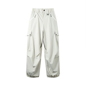 Pantalones de Esquí Impermeables Blancos para Hombre, Cintura Alta con Cordón Ajustable, Múltiples Bolsillos, Estilo Deportivo, Ropa de Invierno - Product Image 5