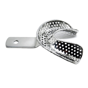 Bandejas de Impresión Perforadas para Prótesis Dentales, Reutilizables, Inferiores, Medianas, de Acero Inoxidable y Silicona, Básicas Dentales, de Alta Calidad, para Hueso - Product Image 4