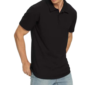 Camiseta de Manga Corta Negra para Hombre, Ropa Casual, Camisetas Polo para Hombre, Nuevo Diseño en Venta, Logotipo Personalizado, Color Sólido, Transpirable - Product Image 3