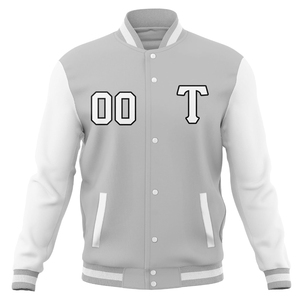 Chaqueta Varsity Gris para Hombre, Estilo Preppy, Letra T 00 Estampada en la Parte Delantera, Poliéster, Corte Regular, Cuello Camisero, Cierre de un Botón - Product Image 3