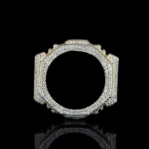 Kit de modification de boîtier en laiton avec lunette de montre dorée sertie de cristaux de moissanite octogonaux et matériaux recyclés pour GA2100 - Product Image 2