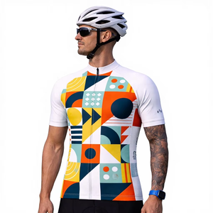 เสื้อจักรยานแบบไม่มีแขน ระบายอากาศ ป้องกันแบคทีเรีย พิมพ์ลายดิจิตอลชื่อทีม ดีไซน์เรขาคณิต โพลีเอสเตอร์ 100% สำหรับทุกเพศ รับผลิตแบบ OEM - Product Image 1