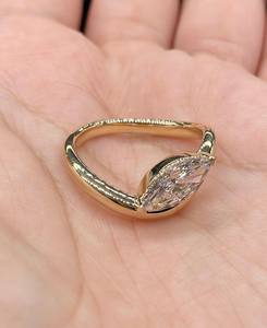 2 Carat Marquise East-West Lab Grown <b>Diamond</b> Solitaire Engagement <b>Ring</b> in Yellow Gold, IGI Certified - Product Image 2