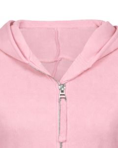 Sudadera con capucha corta rosa bebé para mujer, ajustada, de manga larga, estilo casual urbano, de algodón y forro polar, con logotipo personalizado, fabricación ODM - Product Image 5