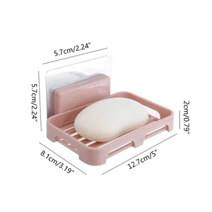 Support mural simple couche pour savon, égouttoir mural sans perçage, boîte à savon creuse, égouttoir de rangement pour salle de bain domestique, nouveau design - Product Image 2