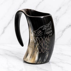 Taza Artesanal de Cuerno de Búfalo con Asa de Diseño de Lobo, Gran Capacidad, Moderna y Lujosa, para Uso en Oficina - Product Image 1