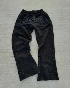 Custom Black Embroidered Streetwear Sweatpants Men Elastic Waist Oversized Joggers Autumn Fashion OEM Midweight Polyester <b>Pants</b> - Product Image 3