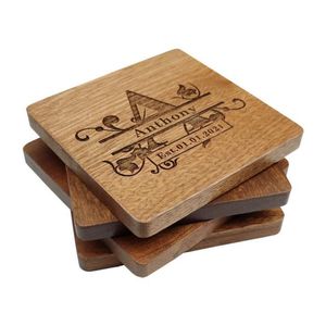 Handcrafted Mango Wood Coasters Set with Holder Laser Engraved Tree of Life Pattern Rustic <b>Table</b> Drink Coasters <b>for</b> <b>Home</b> Coaster - Product Image 6