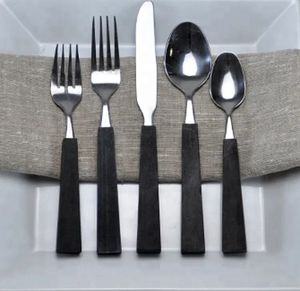 Juego de cubiertos de madera con mangos de bambú, cubiertos tradicionales ecológicos para acampar - Product Image 2