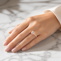 Bague Solitaire de Fiançailles en Argent S925 Plaqué Or Rose 18K avec Zircon Poire 6x9mm Qualité 5A – Vente en Gros