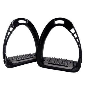 Horse Safety Stirrup Irons 4.75" Quick Release Black Aluminium Design with Auto Safety Opening, Wider <b>Foot</b> <b>Rest</b>, Stable Grip - Product Image 4