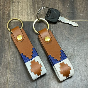 OEM ODM Stylish Tooled Genuine Leather Keychain Western Pattern Aztec Embroidery <b>Key</b> <b>Ring</b> Handmade Gift <b>Key</b> Holder For Men Women - Product Image 5