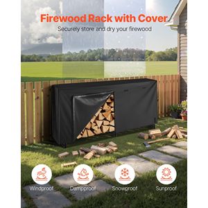 Porte-bûches extérieur moderne de 8 pieds avec housse imperméable, capacité de stockage de 1/2 bûche, capacité de charge maximale de 660 lb, support à bûches en métal - Product Image 2