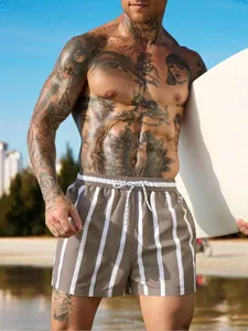 Shorts de Playa a Rayas para Hombre, Pantalones Cortos de Verano a la Moda, Casuales, para Fiestas en la Piscina, Vacaciones, Trajes de Baño Hawaianos para Hombre - Product Image 4