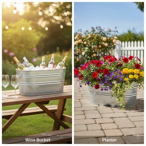 Cubo de hielo galvanizado ovalado, enfriador de bebidas, cubo de hielo para fiestas, cubo metálico con asa para cerveza, whisky, vino - Product Image 3