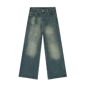 Jeans de Mezclilla de Algodón para Hombre, Corte Recto, Cintura Media, Lavado Claro, Tela Transpirable, Ligeros, con Estampado Digital y Bordado, para Invierno - Product Image 6