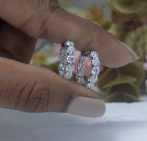 Anillo de Boda de Lujo con Diamantes, Joyería de Oro Blanco Sólido de 14K, Pendientes de Aro con Diamantes Cultivados en Laboratorio de Corte Redondo de 2.20 Ct, Regalo de San Valentín - Product Image 4