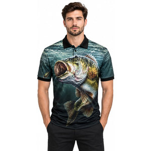 เสื้อโปโลตกปลาผู้ชาย พิมพ์ลายปลาเบส แห้งเร็ว UPF 50 ชุดกีฬากลางแจ้ง - Product Image 4