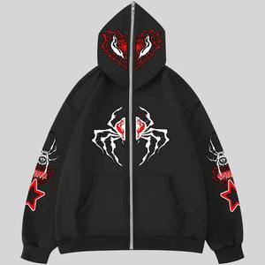 Sudadera con capucha y cremallera para hombre, diseño de araña, estilo casual, muy demandada y de alta venta, con bolsillo, estilo urbano chic. - Product Image 1