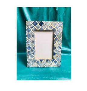 Handmade Blue <b>White</b> Checkered Bone Inlay Photo <b>Frame</b> Decorative Tabletop Picture <b>Frame</b> for Home Decor - Product Image 5