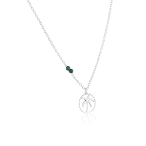 Collier palmier en argent sterling 925 – Bijoux côtiens tropicaux avec pierres précieuses - Product Image 2