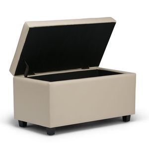 Cosmopolitan Cream Satin <b>Storage</b> Ottoman Elegant <b>Stool</b> with Hidden <b>Storage</b> Space - Product Image 6