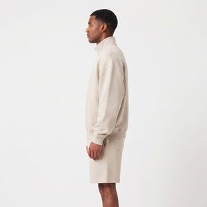 Men Oversized Half-<b>Zip</b> Tracksuit Set 420GSM Cotton Blend Fleece Solid Color Pullover <b>Shorts</b> Winter Streetwear Casual Daily Wear - Product Image 3