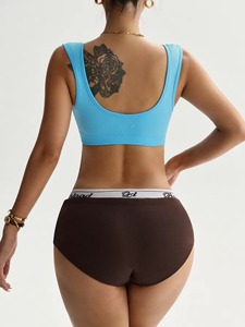 Wholesale Breathable Womens Sports <b>Bra</b> Halter with Removable Pads Medium Support <b>Stretch</b> Band for Yoga & Gym - Product Image 5