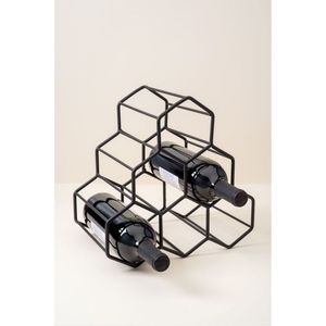 Modern Honeycomb Metal Wine Rack Geometric 6-Bottle <b>Tabletop</b> Wine Holder Free Standing Countertop Wine <b>Storage</b> Shelf Decor - Product Image 1