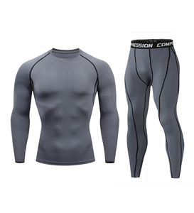 Customized Size <b>Men's</b> Solid Color Gym Yoga <b>Compression</b> Suit 2-Piece Set Spandex/Nylon Four-Way Stretch Quick Dry Breathable - Product Image 4