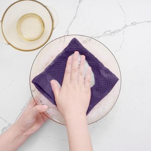 Panni da Cucina Ultra Morbidi in 100% Cotone a Nido d'Ape, Asciugatura Rapida, 30x30 cm, Confezione da 6, Asciugamani per Pulizia a Forma di Melanzana - Product Image 3