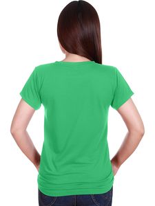 เสื้อยืดคอกลมสีเขียวสำหรับผู้หญิง แขนสั้น ทรงเข้ารูป สไตล์ลำลอง สีพื้น ผ้าฝ้าย 100% ระบายอากาศได้ดี เหมาะสำหรับฤดูใบไม้ผลิและฤดูร้อน ผ้าเจอร์ซีย์ถัก - Product Image 1