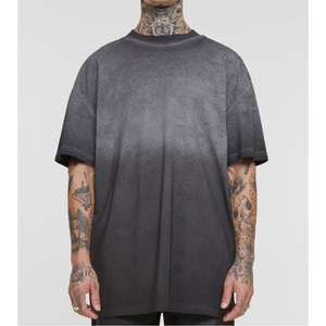 Streetwear Custom Solid Printing Breathable Oversized Boxy Vintage Distressed Sun Faded Acid Wash 100% Cotton T-shirt Men - Product Image 5