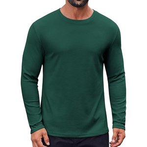 T-shirt uni à manches longues pour homme, col rond en coton, tee-shirt basique, logo personnalisé, streetwear, fournisseur OEM ODM - Product Image 1