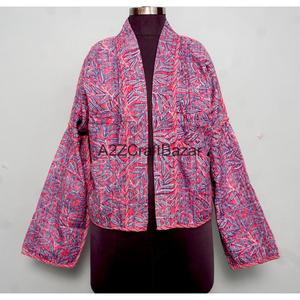 Chaqueta Acolchada Estilo Indio Vintage, 100% Algodón Tejido, Transpirable, Ecológica, Cuello en V, Diseño Floral para Mujeres y Niñas - Product Image 1